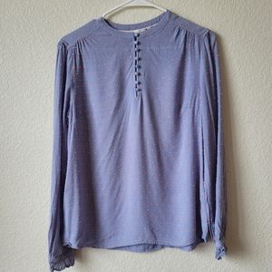 Boden Woman's Blue Orange Quarter Button Up Blouse Size 8